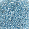Mărgele rocailles, transparente, cu căptușeală argintie, 2 mm - albastru deschis