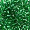Mărgele rocailles, transparente, cu căptușeală argintie, 4 mm - verde închis
