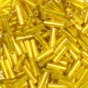 Mărgele tubulare, transparenta, cu căptușeală  argintie, 6 mm - galben lamaie