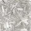 Mărgele tubulare, transparenta, cu căptușeală  argintie, 6 mm - argintiu