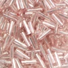 Mărgele tubulare, transparenta, cu căptușeală  argintie, 6 mm - roz