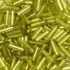 Mărgele tubulare, transparenta, cu căptușeală  argintie, 6 mm - verde deschis