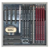 Set de desen grafit Cretacolor Silver Box, 17 buc, cutie din lemn