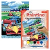 Set de colorat după numere, culori acrilice+pensulă, 22x30 cm - Cursa de masini