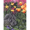 Set de colorat după numere, culori acrilice+pensulă, 22x30 cm - Iepurasi de primavara