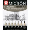 Sakura Pigma Micron stilou pentru desen tehnic în set - 6+1 buc