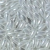 Imagine 1/2 - Mărgele în formă de boabe de ovăz, 3x6 mm - alb sidefat