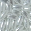 Imagine 1/2 - Mărgele în formă de boabe de ovăz, 4x8 mm - alb sidefat