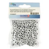 Mărgele litere din plastic, 7 mm - alb-negru