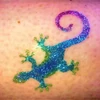 Imagine 3/3 - Șablon de tatuaj, șablon autoadeziv - șopârlă, gecko 02