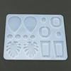 Turnare din silicon și matriță de presare pentru rășină sintetică, Fimo - cercei plati, cu picături de frunze-geometrice, 7 tipuri