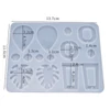 Imagine 2/6 - Turnare din silicon și matriță de presare pentru rășină sintetică, Fimo - cercei plati, cu picături de frunze-geometrice, 7 tipuri