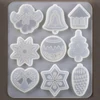 Matriță de turnare și presare din silicon pentru rășină sintetică, Fimo - decorațiuni plate de Crăciun, 9 tipuri