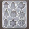 Matriță de turnare și presare din silicon pentru rășină sintetică, Fimo - decorațiuni plate de Crăciun, 9 tipuri
