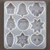 Matriță de turnare și presare din silicon pentru rășină sintetică, Fimo - decorațiuni plate de Crăciun, 9 tipuri