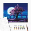 Pictură pe numere, pe pânză întinsă, 40x50 cm - Cireșii înfloriți în lumina lunii