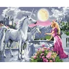 Pictură pe numere, pe pânză întinsă, 40x50 cm - Prințesa și unicornii
