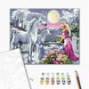 Pictură pe numere, pe pânză întinsă, 40x50 cm - Prințesa și unicornii
