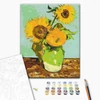 Imagine 5/5 - Set pictură pe numere, pe pânză întinsă, 40x50 cm - Van Gogh: Vază cu trei floarea soarelui