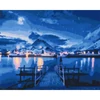Pictură pe numere, pe pânză întinsă, 40x50 cm - Reflecții ale aurorei boreale