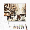 Set pictură pe numere, pe pânză întinsă, 40x50 cm - Oraș în timp de iarnă