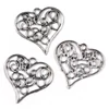 Charm, ornament metalic, 3 buc - inimă, crin