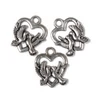 Imagine 1/2 - Charm, ornament metalic, 3 buc - inima cu o pereche de porumbei, 3D