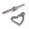 Charm, ornament metalic, 2 perechi - clemă în T, inimă
