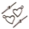 Charm, ornament metalic, 2 perechi - clemă în T, inimă