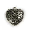 Imagine 1/2 - Ornament metalic Charm, 1 buc - inimă, 3D, ajurat