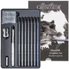 Imagine 4/5 - Cretacolor Monolith Graphite Set , set de desen grafit, 11 buc, în cutie metalică