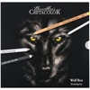Set de desen alb-negru Cretacolor Wolf Box, 25 piese, cutie metalica