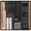 Set de desen alb-negru Cretacolor Wolf Box, 25 piese, cutie metalica