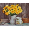 Imagine 1/18 - Pictură cu diamante , pe pânză întinsă , 40x50 cm - Natura statica narcisa