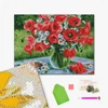 Pictură cu diamante , pe pânză întinsă , 40x50 cm - Maci cu coroana de margarete