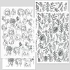 Imagine 1/7 - Hârtie de transfer pentru plastilina care se poate coace, 9x14 cm, 2x2 buc - fețe, ierburi - negru