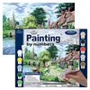 Set de colorat după numere, culori acrilice+pensulă, 29x39 cm - Hranirea rațelor