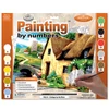 Set de colorat după numere, culori acrilice+pensulă, 29x39 cm - Cabana langa rau