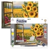 Set de colorat după numere, culori acrilice+pensulă, 29x39 cm - Floarea soarelui