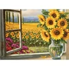 Set de colorat după numere, culori acrilice+pensulă, 29x39 cm - Floarea soarelui