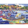 Set de colorat după numere, culori acrilice+pensulă, 29x39 cm - barci de pescuit mediteraneene