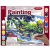 Set de colorat după numere, culori acrilice+pensulă, 29x39 cm - Barca pe rau