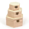 Set de cutii de lemn - 3 bucăți, hexagonale, 16x16x8/13x13x6/9x9x5 cm