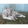 Set de colorat după numere, culori acrilice+pensulă, 29x39 cm - Tigru alb
