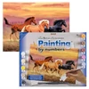 Set de colorat după numere, culori acrilice+pensulă, 29x39 cm - Cai salbatici