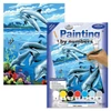 Set de colorat după numere, culori acrilice+pensulă, 22x30 cm - Delfini