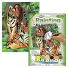 Set de colorat după numere, culori acrilice+pensulă, 22x30 cm - Tigri