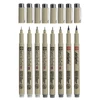 Sakura Pigma Micron Set stilou pentru desen tehnic és markere tip pensulă  - 6+2 piese, nuanțe de gri
