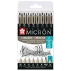 Set de creioane tehnice Sakura Pigma Micron, creion pensulă și creion ac - 6+1+1 buc