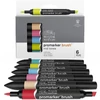 Set markere tip pensulă cu alcool cu două vârfuri Promarker Brush - 6 buc, mid tones